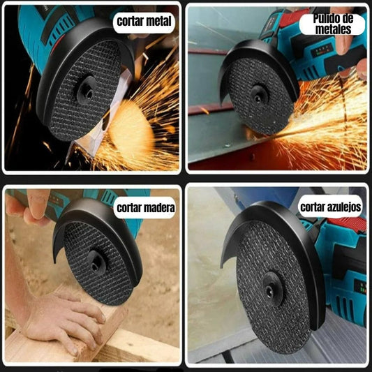 AMOLADORA ANGULAR POWER PLUS - KIT COMPLETO CON 2 BATERÍAS DE REGALO